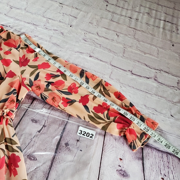 Shein Floral Maxi Dress Pleated Edges Layered Chiffon Evening Cocktail Medium - Picture 10 of 11